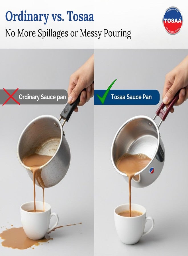 TOSAA TSSP14 Stainless Steel Sauce PAN 14 CM,Premium Stainless Steel for The Modern Kitchen,Safe for Cooking All Types of Foods (1200 ml) - Image 5